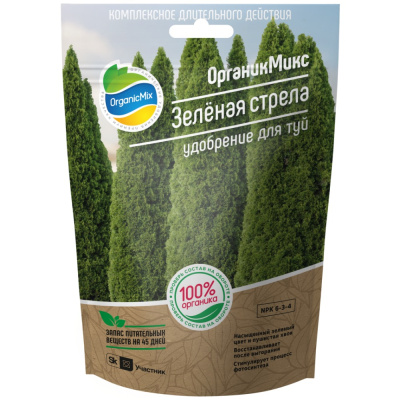 Удобрение органическое ОрганикМикс, Зеленая Стрела, для туй, 2,8 кг