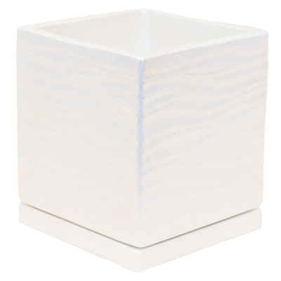 Горшок керамический Волна кубик 15х15 см, h 17 см, белый 651986/NK14/2
