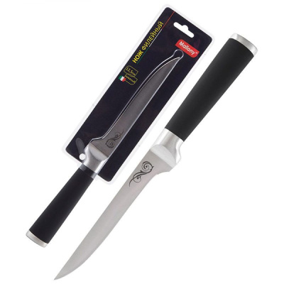 Нож с прорезиненной рукояткой MAL-04RS филейный 12,5 см