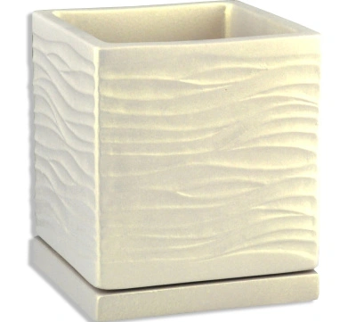 Горшок керамический Волна кубик 15х15 см, h17 см, бежевый 652068/NK13/2