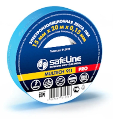 Изолента ПВХ Safeline 19мм х 20м синяя