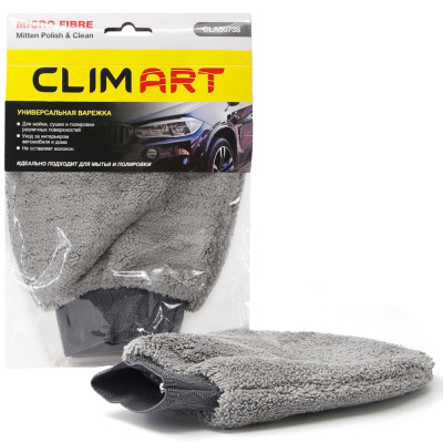 Варежка для мойки и полировки автомобиля ClimArt, &quot;Mitten Polish & Clean&quot;, из микрофибры, 15х25 см