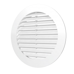 Решетка вентиляционная наружная круглая белая D130 с фланцем D100 , ASA-пластик