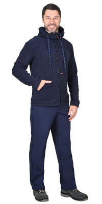 Куртка флисовая с капюшоном Сириус Меркурий, темно-синяя, р. (М) 104-108/182-188