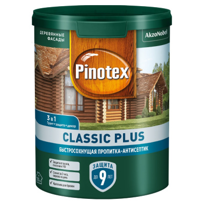 Пропитка декоративная для защиты древесины Pinotex Classic Plus, 3 в 1, красное дерево, 0,9 л