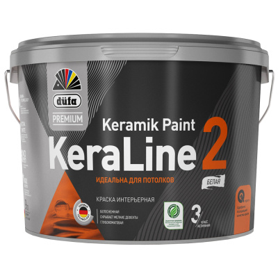 Краска для потолков Dufa Premium KeraLine Keramik Paint 2, база 1, глубокоматовая белая, 2,5 л