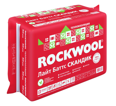 Утеплитель Rockwool Лайт Баттс Скандик, 800х600х50 мм, 12 шт