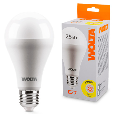 Лампа светодиодная Wolta LED A60 25Y67BL25E27 / E27, груша, 25 Вт, 2100lm 3000К