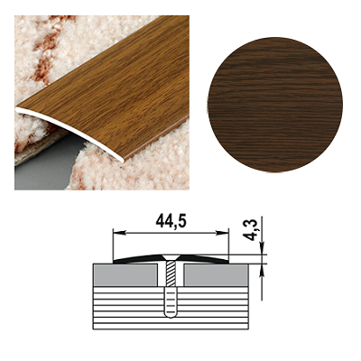 Порог-стык 44,5х900мм дуб темный