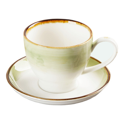 Чайная пара керамическая &quot;Гелакси&quot;, светло-зелёный, 2 предмета (чашка 200 мл, блюдце d 13 см)