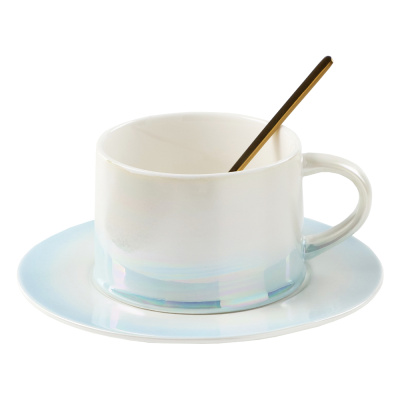 Чайная пара керамическая &quot;Нежность&quot;, белый, 3 предмета (кружка 250 мл, блюдце d 15,5 см, ложка h 13 см)