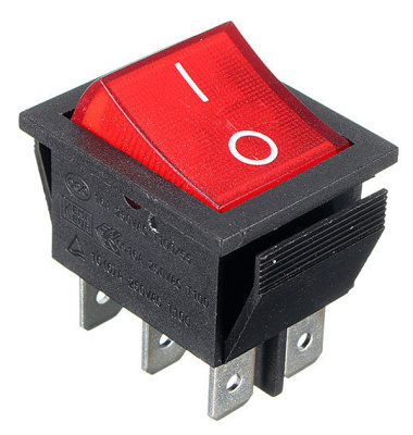 Выключатель клавишный 250 V 15 А (6с) ON-ON красный с подсветкой (RWB-506, SC-767)