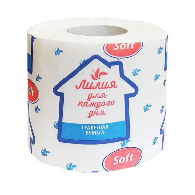 Туалетная бумага Лилия Soft, 1 слой, белый
