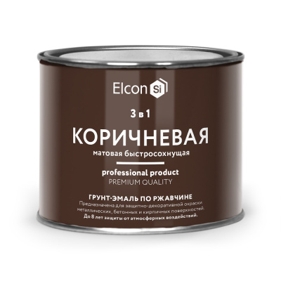 Грунт-эмаль по ржавчине 3 в 1 Elcon (матовая; коричневая), 0,4 кг