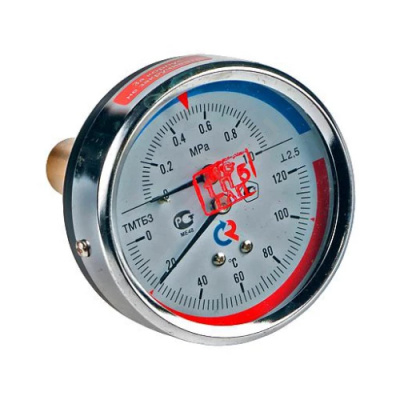 Термоманометр ТМТБ осевой 120°С, 0-1,6 МПа, Дк80, L=46 мм Росма 011-0086