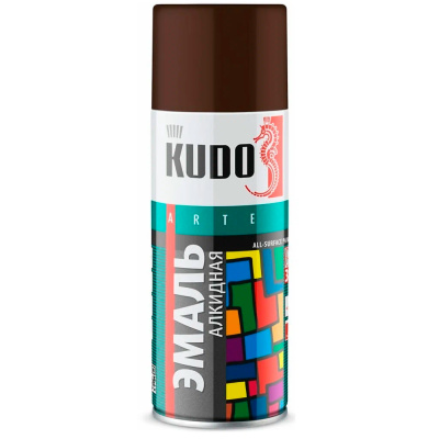 Краска аэрозольная универсальная алкидная Kudo KU-1012 (коричневая; RAL 8017), 520 мл