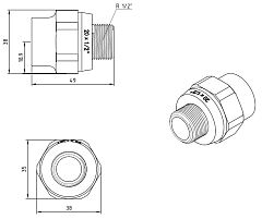 Соединитель PP-R с переходом на наружную резьбу, Valtec VTp.701.0.02004, 20х1/2&quot;