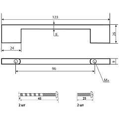 Ручка мебельная Palladium, Ritiro, 96 мм, матовый золото