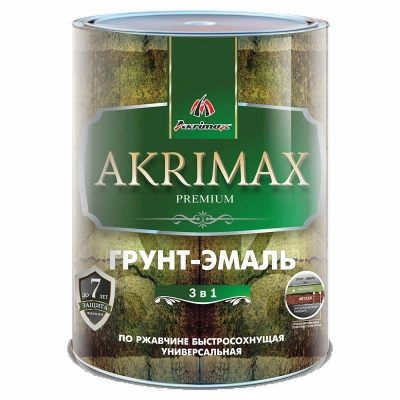 Быстросохнущая грунт-эмаль по ржавчине 3 в 1 Akrimax-Premium (глянцевая; шоколадная), 0,8 кг