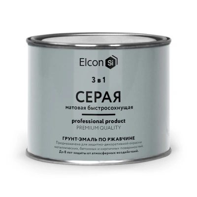 Грунт-эмаль по ржавчине 3 в 1 Elcon (матовая; серая), 0,4 кг