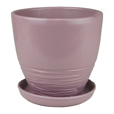 Горшок керамический с поддоном 2,4 л пастель фиолетовый
