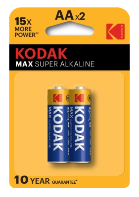 Батарейка щелочная Kodak Max Super Alkaline LR6-2BL / АА, 1,5V (2 шт)