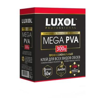 Клей обойный Luxol Professional Mega PVA универсальный 7-9 рулонов 300 г