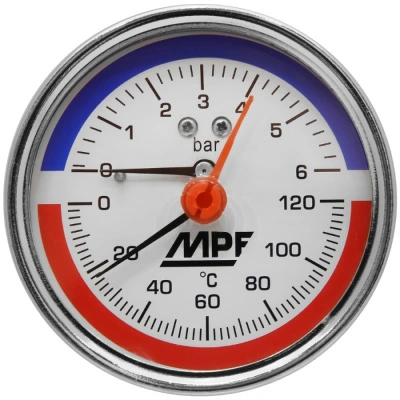 Термоманометр аксиальный, 6 Бар, температура 120С, 1/2&quot; наружная, MP-У ИС.161748