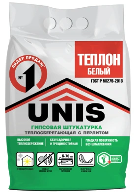 Штукатурка гипсовая Unis Теплон Белый, 5 кг