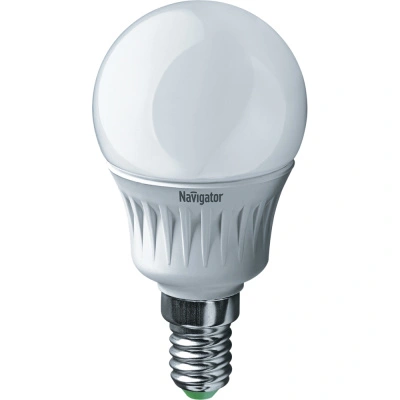 Лампа светодиодная Navigator NLL-P-G45-5-230-4K-E14, шар, 5 Вт, 400lm, 4000К