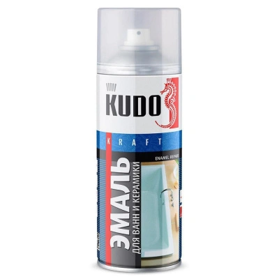 Эмаль аэрозольная, алкидная Kudo, для ванн, белая, глянцевая, 520 мл