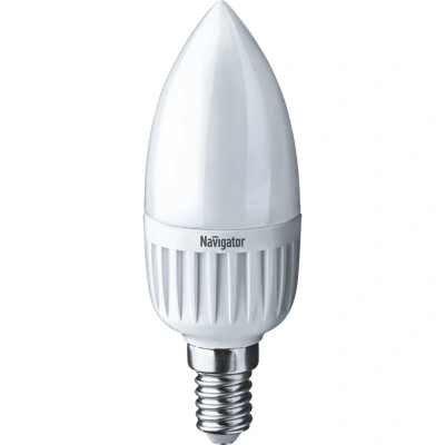 Лампа светодиодная Navigator NLL-P-C37-5-230-4K-E14-FR, свеча, 5 Вт, 370lm, 4000К