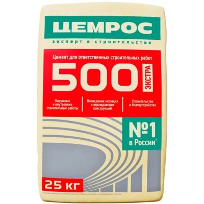 Портландцемент Цемрос М-500 ЦЕМ I 42,5Н, 25 кг