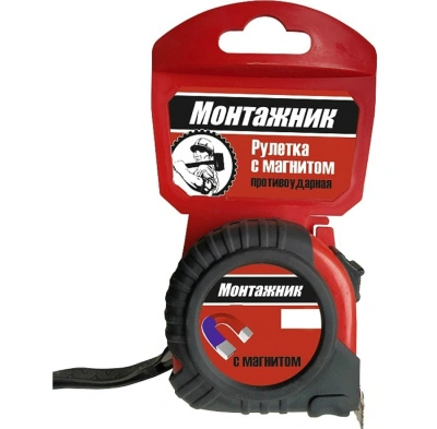 Рулетка с автостопом и магнитом Монтажник 5 м х 25 мм 601525