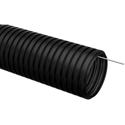 Труба ПНД гофрированная IEK (ИЭК), с зондом, черная, d25, бухта 10 м